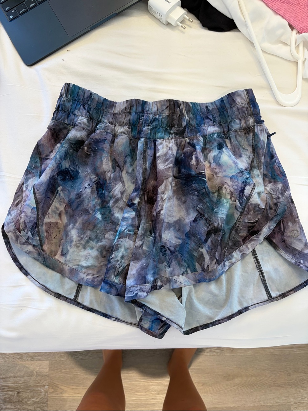 lululemon athletica Women's Multi-Blue Marble Print Athletic Shorts
